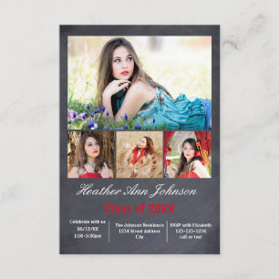 5 Photos Collage Vertical - 3x5 Grad  Announcement
