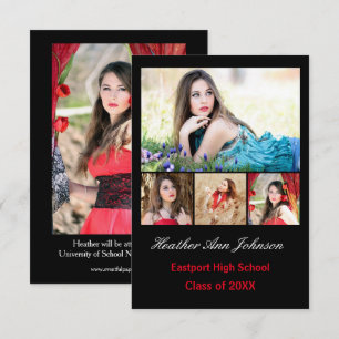 5 Photos Collage Vertical - 3x5 Grad Announcement