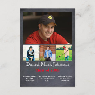 5 Photos Collage Vertical - 3x5 Grad Announcement