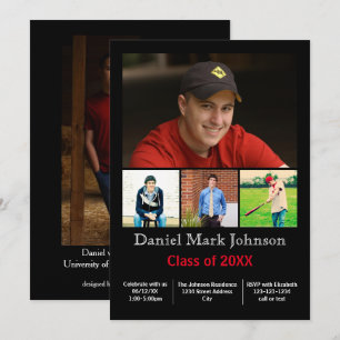 5 Photos Collage Vertical - Grad Announcement
