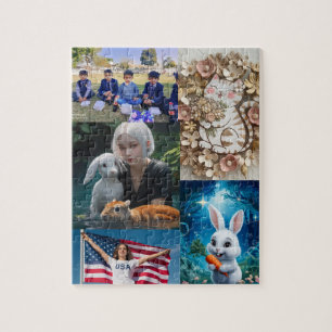 5 photos personalise puzzle, collage photo jigsaw puzzle