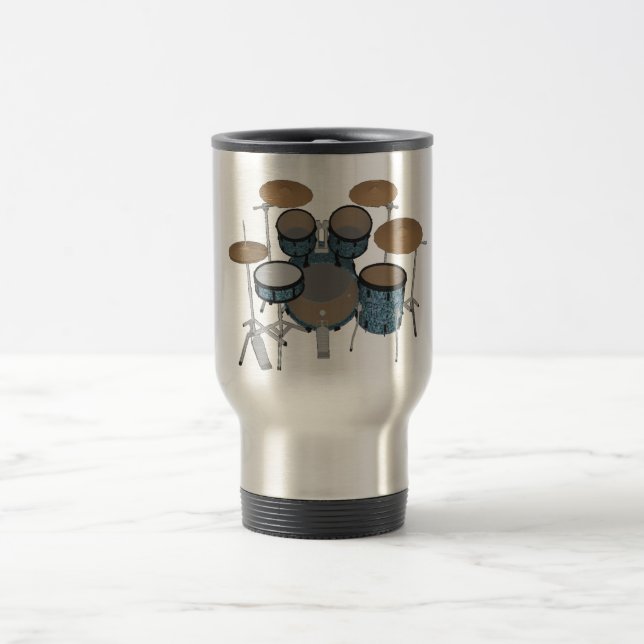 5 Piece Drum Kit: Custom Green Finish: Travel Mug (Center)