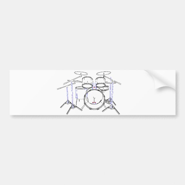 5 Piece Drum Kit: Marker Drawing: Bumper Sticker (Front)