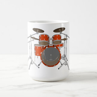 5 Piece Drum Kit - Orange - Coffee Mug - Drum Set