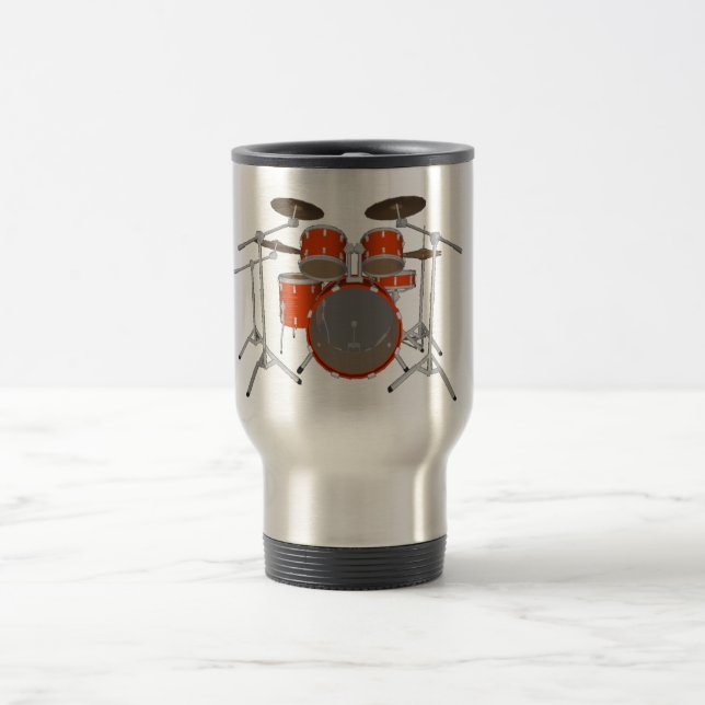 5 Piece Drum Kit - Orange - Travel Mug - Drum Set (Center)