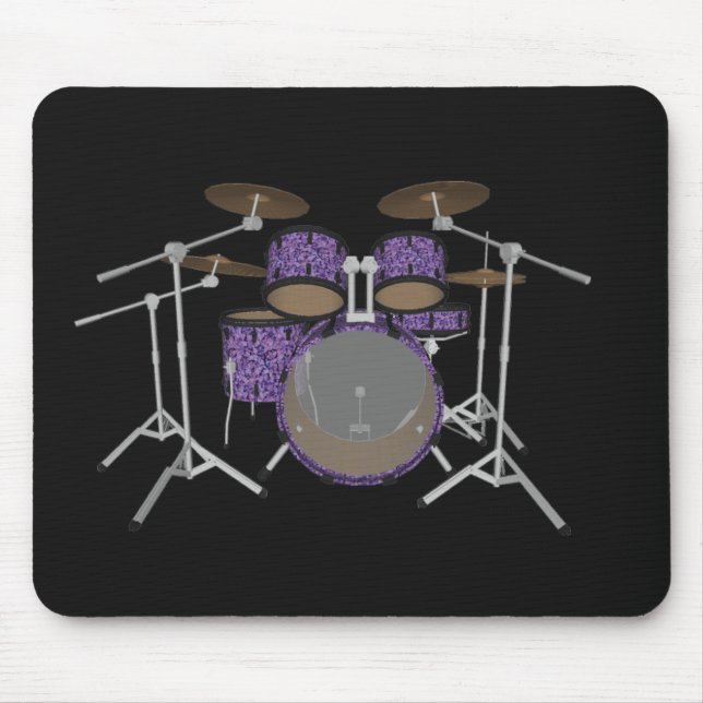 5 Piece Drum Set - Custom Violet Drums - Mousepad (Front)