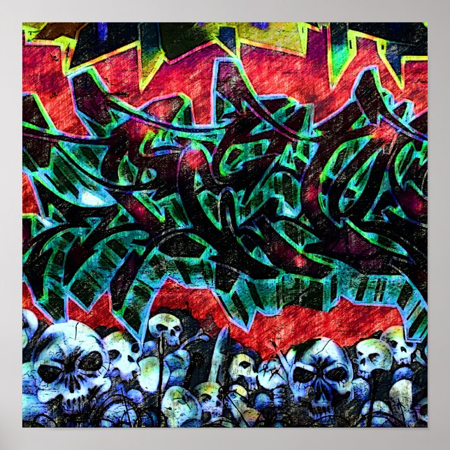 5 Pointz New York Skulls Graffiti Poster (Front)
