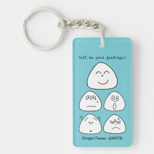 5 portable onigiri faces (both sides: blue green) key ring