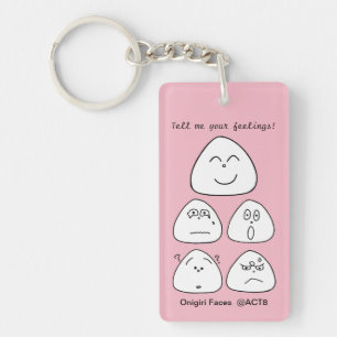 5 portable onigiri faces (both sides: blue pink) key ring