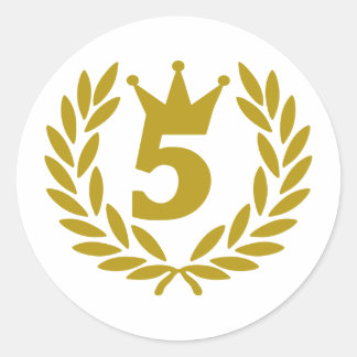 5-real-laurel-crown classic round sticker