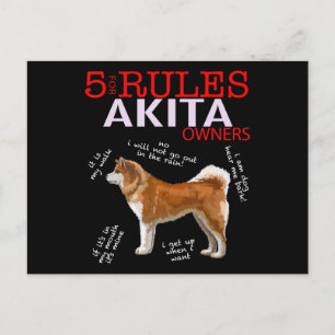 5 Rules for Akita Owners tee Invitation Postcard