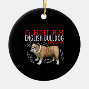 5 Rules for English bulldog Owners Bulldog Dad Mom Ceramic Tree Decoration