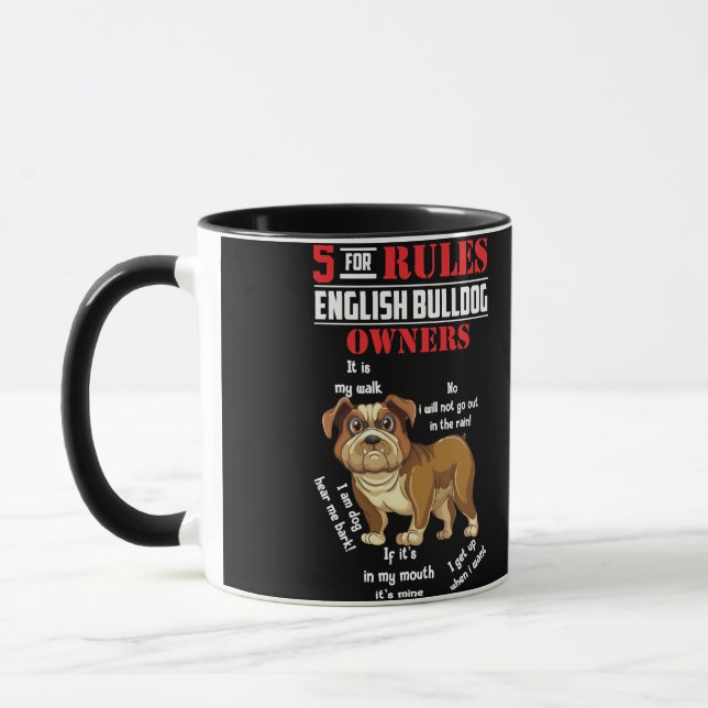 5 Rules for English bulldog Owners men women Mug (Left)
