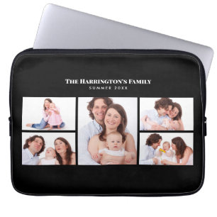 5 Sections Custom Photo Simple Elegant Black Frame Laptop Sleeve