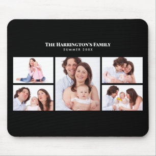 5 Sections Custom Photo Simple Elegant Black Frame Mouse Mat