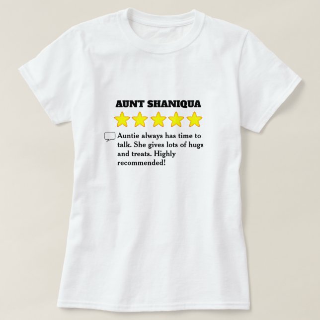 5 Star Aunt Review T-Shirt (Design Front)
