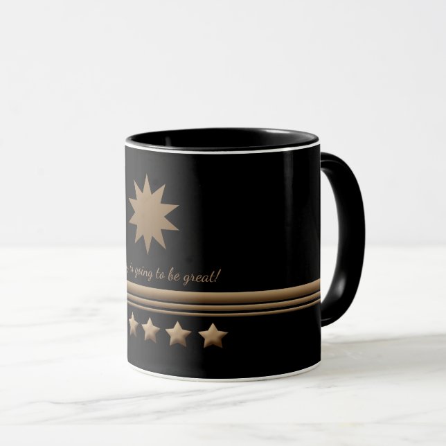 5 Star Brushed Gold Black Professional Business Mug (Front Right)