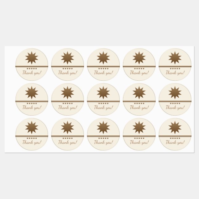 5 Star Brushed Gold Professional Labels (Sheet)
