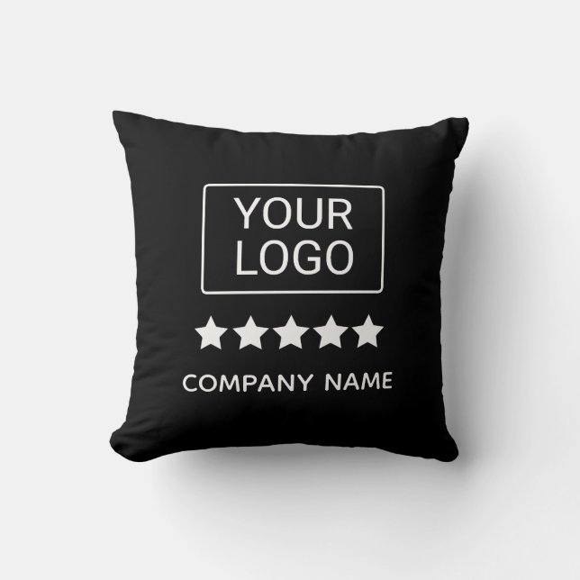 5 Star Business Logo Minimal Professional Black Cushion (Front)