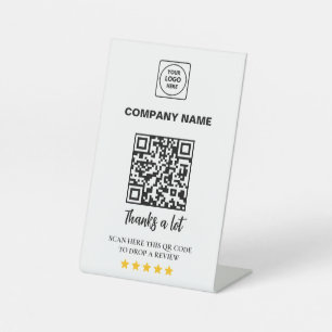 5 Star Business Review QR Display Stand feedback Pedestal Sign