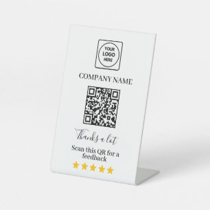 5 Star Business Review QR Modern Display Now Pedestal Sign
