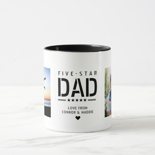 5 STAR DAD Modern Cool 2 Photo Father's Day Mug (Center)