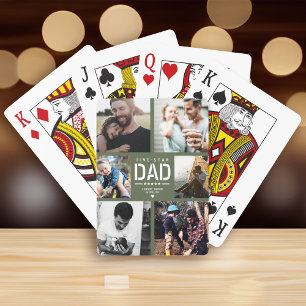 5 STAR DAD Modern Cool Photo Collage Father's Day Playing Cards