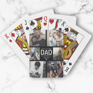 5 STAR DAD Modern Cool Photo Collage Father's Day Playing Cards