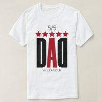 5 Star Dad Red Black Typography Name Personalised