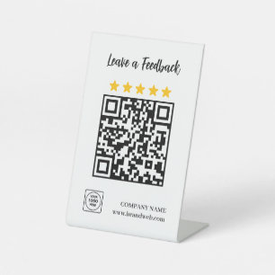 5 Star QR Review Display Stand Modern Pedestal Sign
