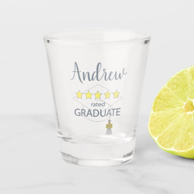 5 Star Rated Graduate Shot Glass (Front)