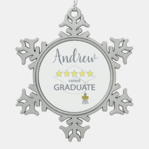 5 Star Rated Graduate Snowflake Pewter Christmas Ornament