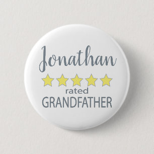 5 Star Rated Grandfather 6 Cm Round Badge