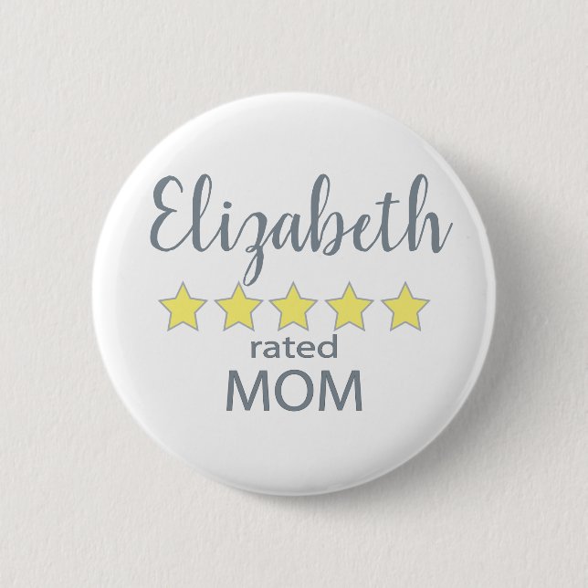 5 Star Rated Mum 6 Cm Round Badge (Front)