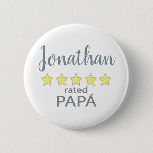 5 Star Rated Papá 6 Cm Round Badge