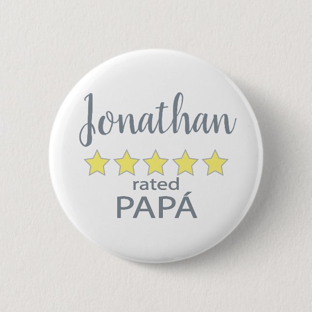 5 Star Rated Papá 6 Cm Round Badge (Front)