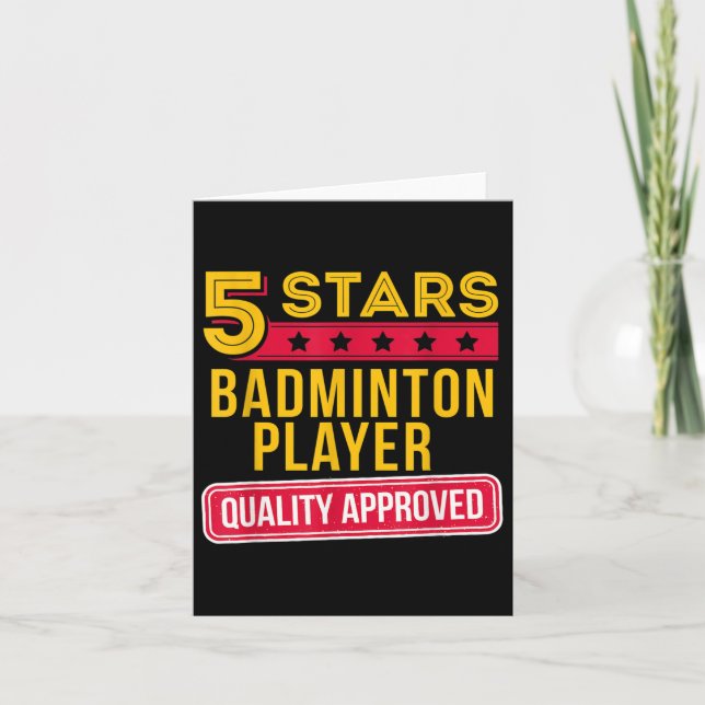 5 Stars Badminton Player - Funny Racquet Sport Gif Card (Front)