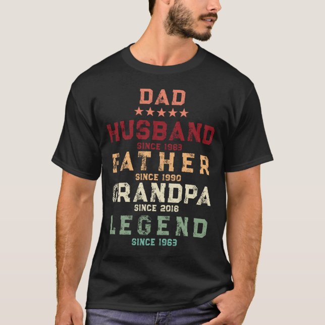 5 stars Dad Husband Father Grandpa Legend Since T-Shirt (Front)