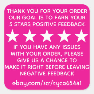 5 Stars Thank You Square Sticker