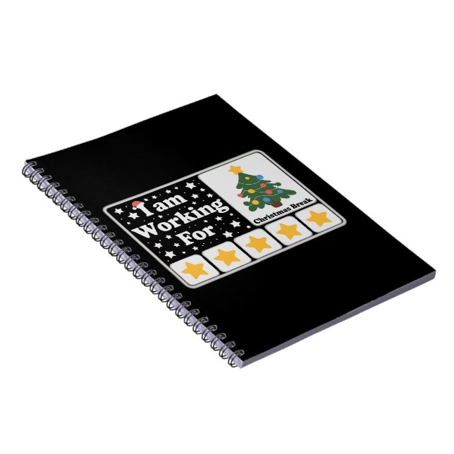 5 Stars Xmas Tree Am Working For Christmas Break Notebook (Right Side)