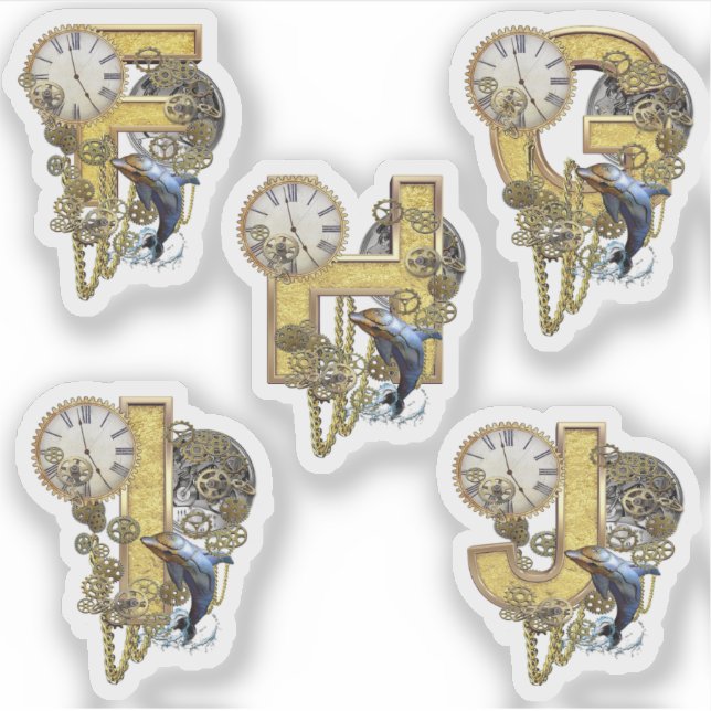 5 Steampunk F G H E J Sculpture Sticker (Front)
