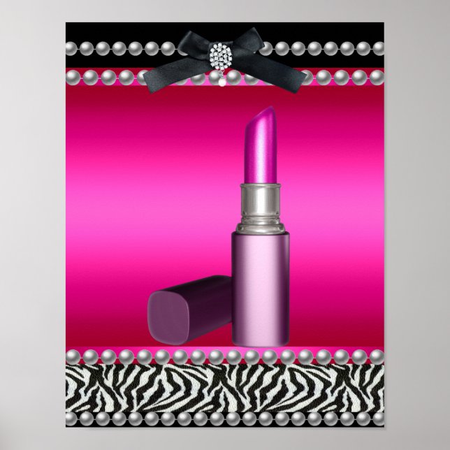 5 Stephanie Banner Hot Pink Zebra Leopard Poster (Front)