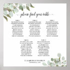 5 Table Eucalyptus Leaves Wedding Seating Chart 