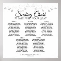 5 Table Lacy Silver Filigree Wedding Seating Chart