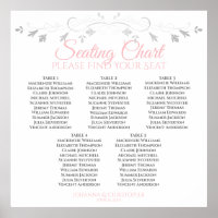 5 Table Pink & Grey Wedding Seating Chart