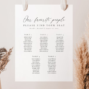 5 Tables Favorite People Acrylic Seating Chart