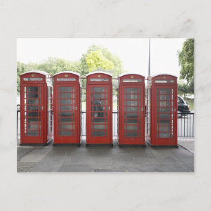 5 telephone boxes in London Postcard