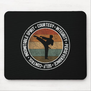 5 Tenet of Taekwondo Vintage Taekwondo Kicking Mouse Mat