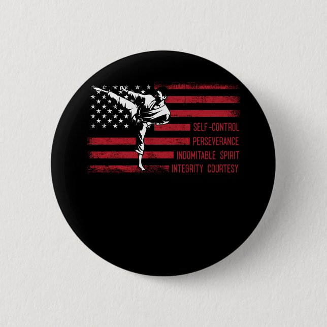 5 Tenets American Taekwondo Fighting 6 Cm Round Badge (Front)