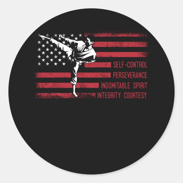 5 Tenets American Taekwondo Fighting Classic Round Sticker (Front)